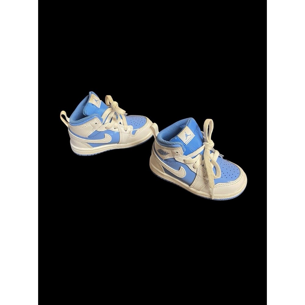 Nike Jordan 1 Mid SE TD Toddler Shoes White Legend Blue UNC FZ3931-114 size 6C